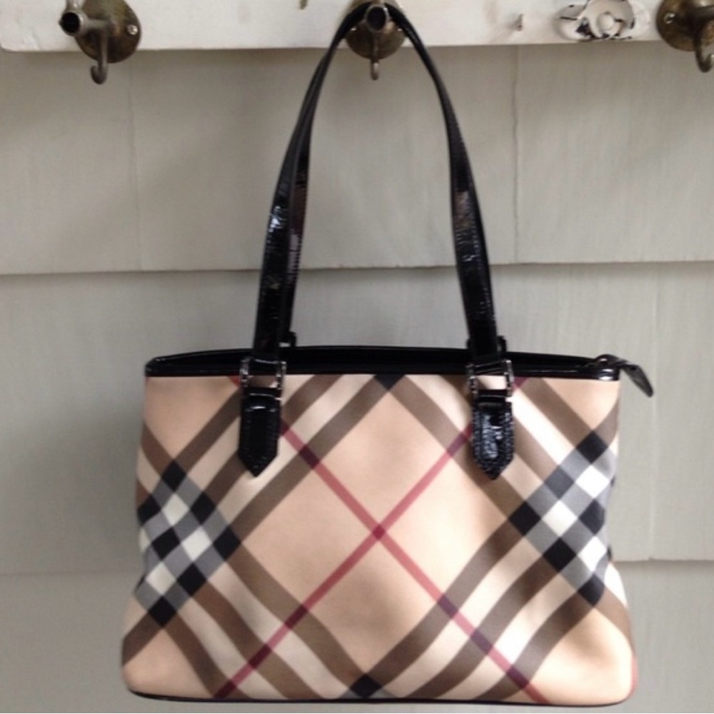 Burberry Tan and Black Plaid Shoulder Bag